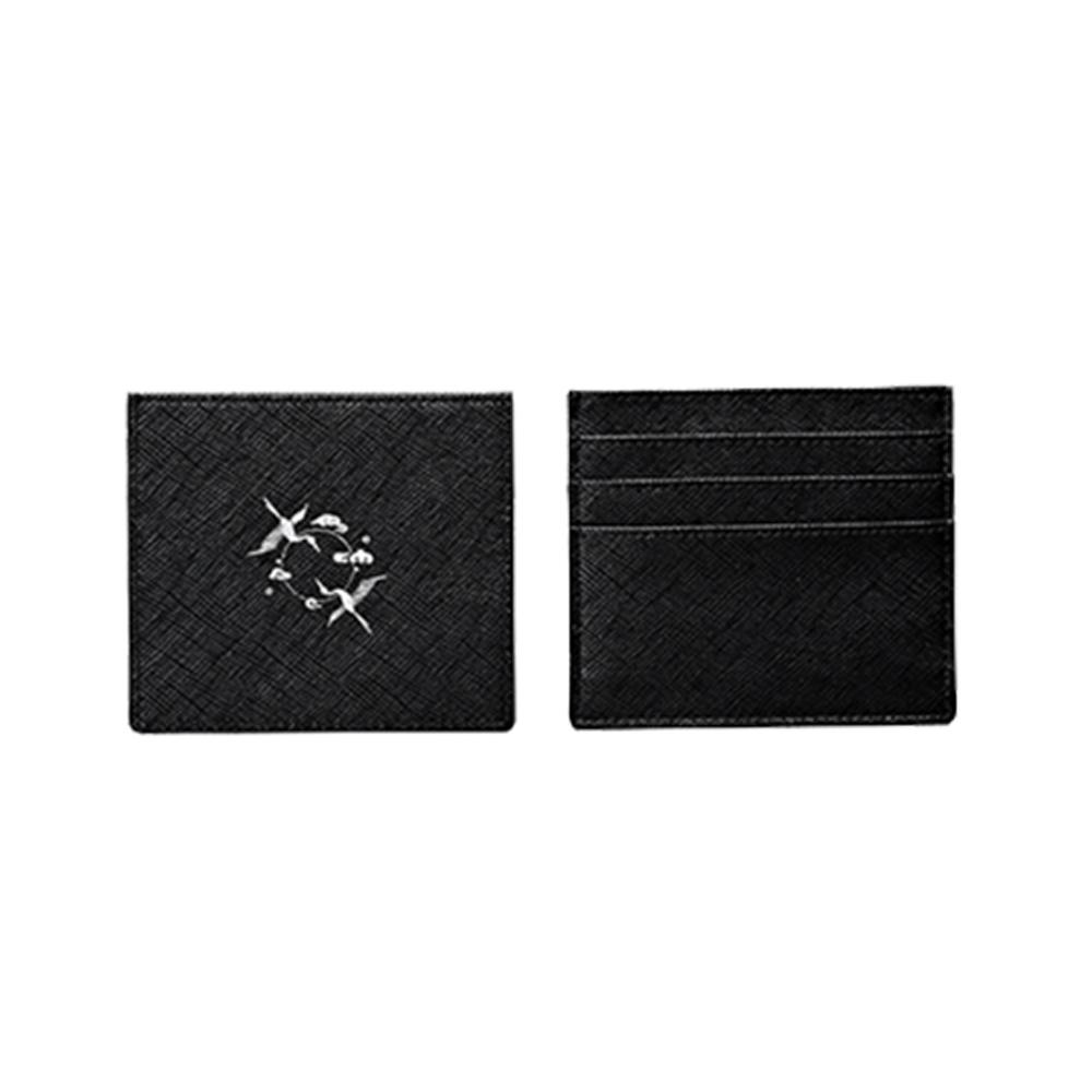 MADEHANMUT Card Wallet Vegan Leather Vintage Korean Style Crane Print 3 Pocket Modern Fashion Design