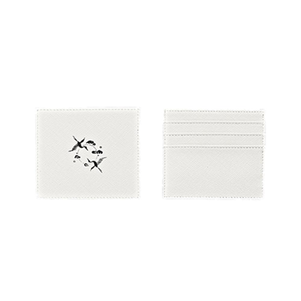 MADEHANMUT Card Wallet Vegan Leather Vintage Korean Style Crane Print 3 Pocket Modern Fashion Design